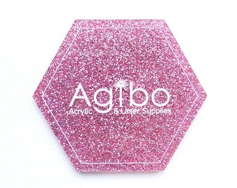 Bubble Gum Pink Glitter Cast Acrylic Sheet | Pastel Collection | Matte/Gloss & Matte/Matte | Glowforge Compatible | Canadian Supplier
