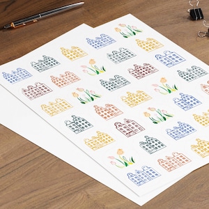Tulpen uit Amsterdam Stickers, stickervel huisjes, stickers home