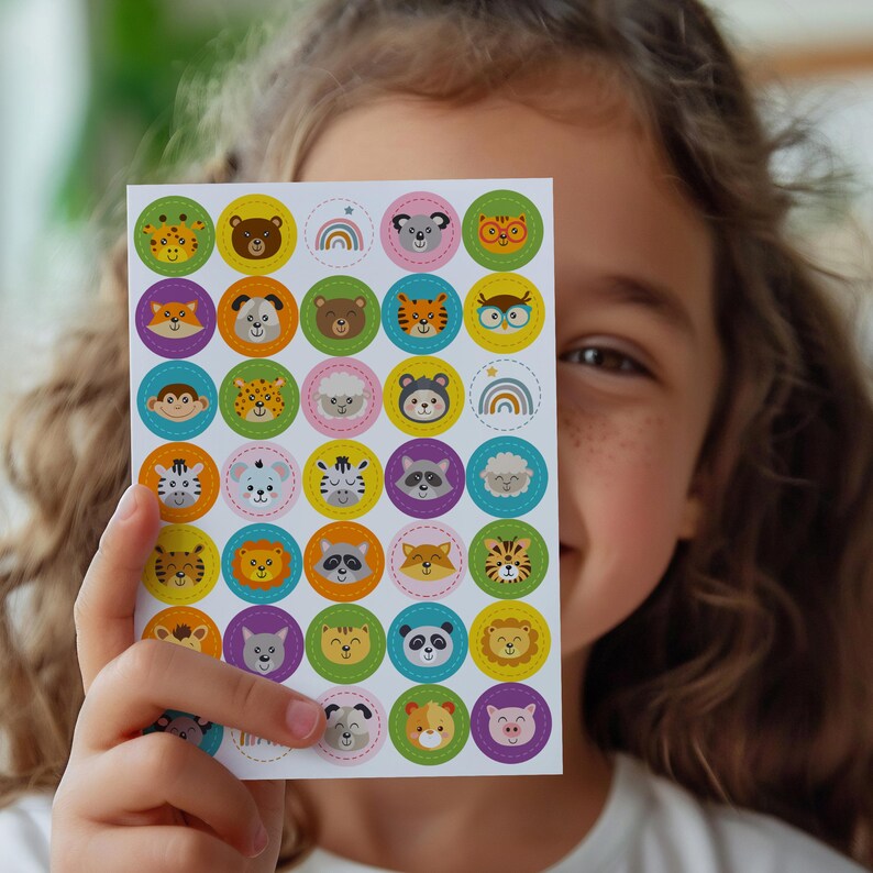 Sticker Sheet Animal Heads - Kids Stickers - Sticker Sheet - Stickers ...