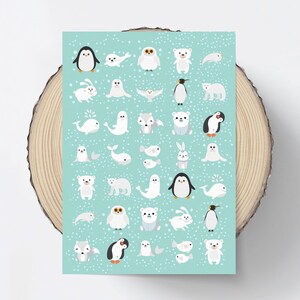 Sneeuwvriendjes Stickers, stickervel pinguins, pinguin stickers