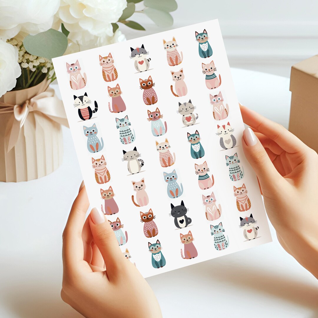 Cute Cats Stickers - Adorable & Fun Kitty Sticker Set for Scrapbooking ...