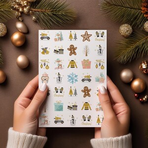 Foglio di adesivi Natale accogliente - adesivi di Natale - adesivi per adulti