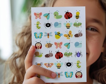 Cheerful Insects Sticker Sheet | Cute Bug Stickers & Colorful Critters