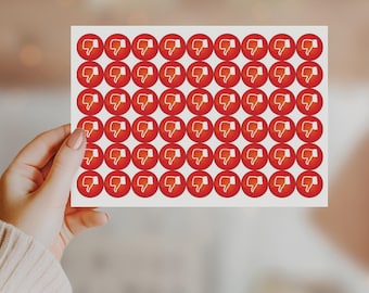 54 Thumbs Down Stickers - Dislike Stickers - Incentive Stickers - School Stickers - Rejection Stickers - Office Stickers - Disapproved
