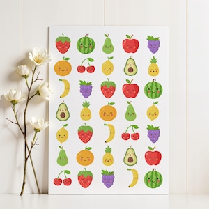 Vrolijk Fruit Stickervel, fruit stickers, fruit stickervel met vruchten