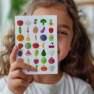 Stickers légumes et fruits - Ensemble d'autocollants alimentaires mignons et colorés pour journaliser et bricoler