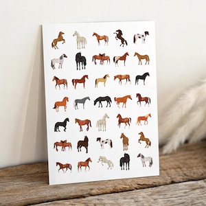 Hoja de pegatinas "Caballos II" - Calcomanías de vinilo para amantes de los caballos y diseños ecuestres