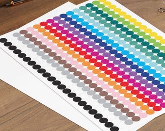 Dots-Aufklebern in 16 Farben. 3 A4 Aufkleberbögen. 1104 farbige Dots Aufkleber. 10 mm runde Etiketten. Planeraufkleber