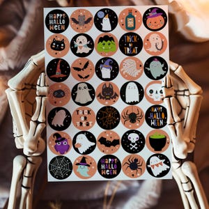 Feuille d'autocollants Halloween | Stickers mignons et fantasmagoriques amusants