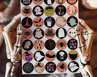 Hoja de pegatinas de Halloween / Pegatinas espeluznantes y divertidas para pedir dulces