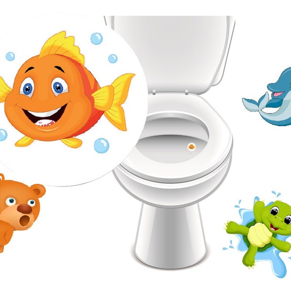 Potty Stickers Cute Animals - 4 Stickers - Urinal Target Stickers - Potty Training for Kids