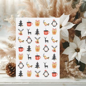 Pegatinas de invierno acogedoras: un bonito y festivo juego de pegatinas navideñas para diarios y manualidades.