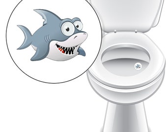 4 Urinal Stickers Shark - Urinal Fly - Urinal Target Stickers - Potty Target Sticker - Fun Potty Training for Kids - Clean Toilet Stickers