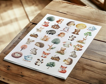Gemütlicher Wald Sticker Bogen | Niedliche Wald Aufkleber & Naturästhetik