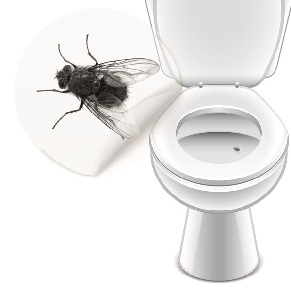 Toiletten Sticker Fliege - 4 Sticker - Fliege in Toilette Aufkleber - Toilette Aufkleber Ziel - Geschenk für Männer