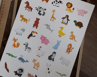 Cuteness Tieraufkleber - Niedliches & lustiges Wildtier-Aufkleber-Set für Scrapbooking und Journaling