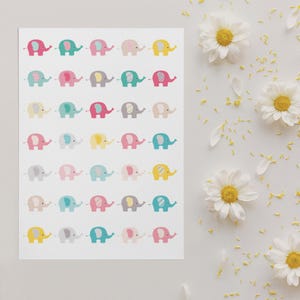Feuille d'autocollants Éléphants – Adorables autocollants jungle et nature pour agendas et scrapbooking