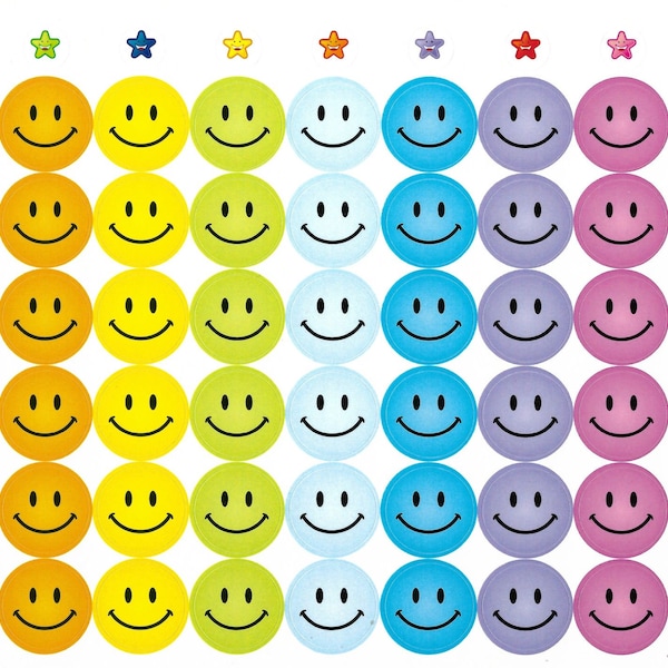 54 Pastellfarbene Smiley-Aufkleber - Belohnungsaufkleber - Aufkleber für Kinder - pastellfarbene Smiley-Aufkleber