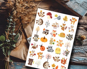 Waldfreunde Sticker - Niedliche Waldtiere Sticker Bogen & Naturdeko