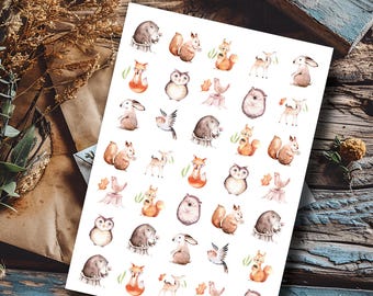 Forest Friends Sticker Bogen - Niedliche Waldtier Sticker & Natur Dekor