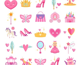 Pink Princess Stickers - Cute Fairy Tale Vinyl Decals & Royal Theme Designs