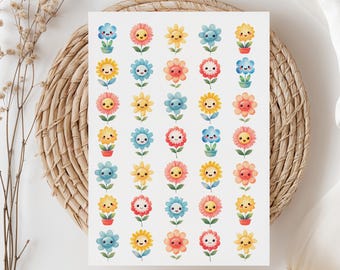 Happy Flower Stickers  Cute Floral Sticker Set for Planners & Crafts