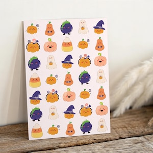 Kawaii Halloween Stickers – Cute Spooky Sticker Sheet & Pumpkin Ghost Decor