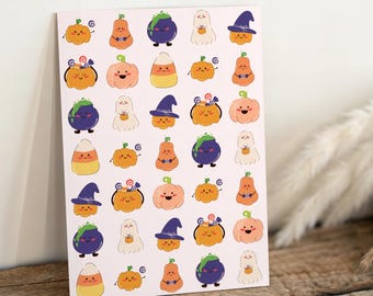 Kawaii Halloween Stickers – Cute Spooky Sticker Sheet & Pumpkin Ghost Decor