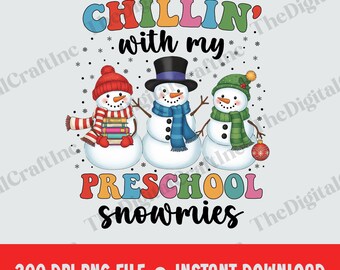 Chillin With My Vorschool Snowmies Png, Weihnachtslehrer Png, Weihnachtssublimationsdesign, Schneemann Png, Weihnachtsvorschullehrer Clipart