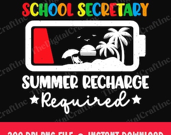 Secrétaire d'école avec recharge d'été requise PNG, Batterie faible à la fin de l'année scolaire, Secrétaire en congé, appréciation de la vie de secrétaire d'école