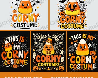 This is My Corny Costume PNG, Funny Lazy Candy Corn Halloween Clipart, Last Minute Halloween Costume Sublimation Design, Candy Corn Lovers