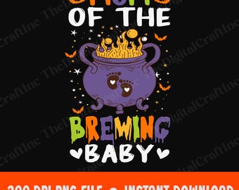 Mom Of The Brewing Baby Png, Halloween Pregnancy Png, Spooky Pregnancy Announcements Png, Halloween Gift for Mom, Baby Shower Png