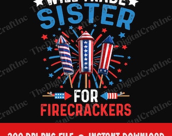 J'échangerai ma soeur contre des pétards PNG, sublimation amusante du 4 juillet, amateurs de feux d'artifice patriotiques américains pour enfants, fête de l'indépendance png