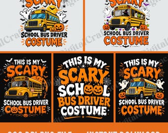 Das ist mein gruseliges Schulbusfahrer-Kostüm (PNG), ein lustiges, faules Halloween-Busfahrer-Kostüm-Sublimationsdesign, gruselige Busfahrer-Cliparts