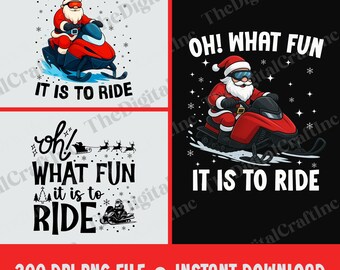 Oh, was für ein Spaß es ist, Schneemobil Png zu fahren, lustige Weihnachten Png, Winter-Schneemobil-Liebhaber, Weihnachtsmann-Reit-Schneemobil-Sublimations-Design