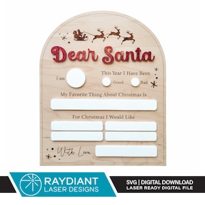 FILE DIGITALE / Caro Babbo Natale Milestone Lavagna cancellabile a secco / File di progettazione digitale SVG per Glowforge e taglio laser / Disegni laser Raydiant