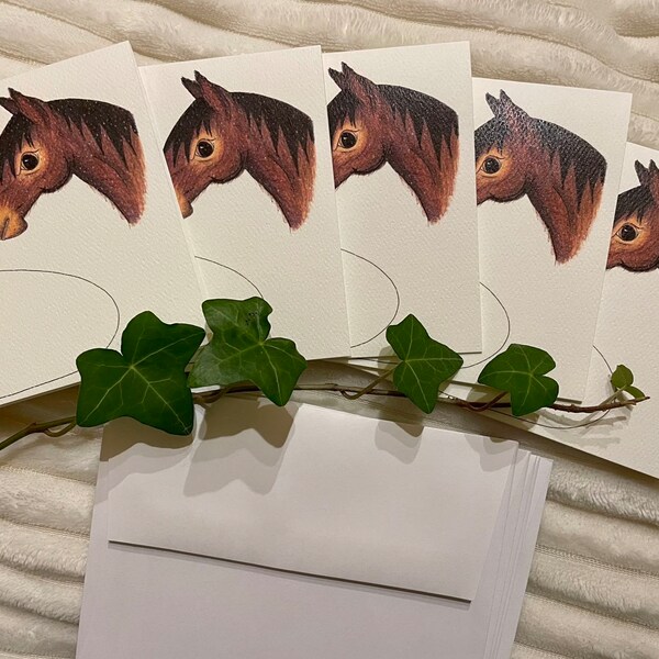 Cheval Lot de 5 cartes de vœux (vierge)