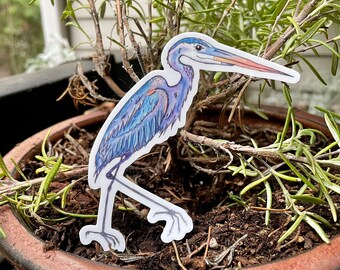 Blauer Reiher Sticker - Handgezeichnetes Vinyl