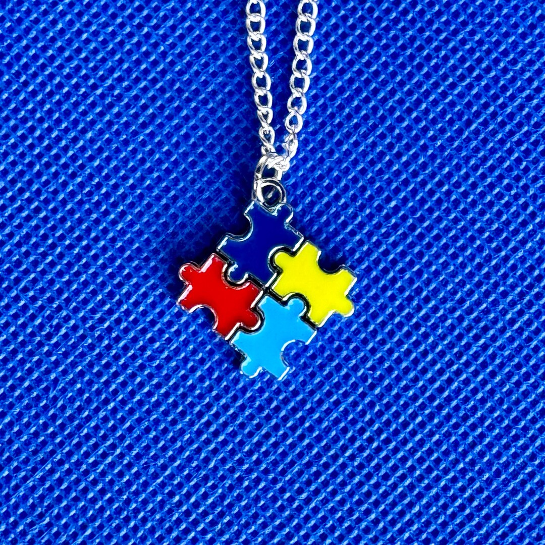 Ausi Awareness Symbol Pendant Necklace Puzzle Pieces Silver - Etsy