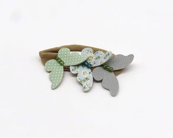 Pastel Butterfly Headband, Faux Leather Hair Accessory