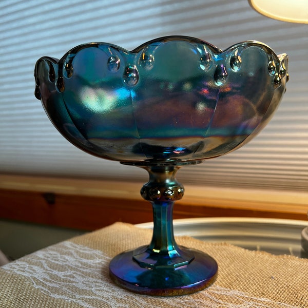 Blue Carnival Glass Etsy