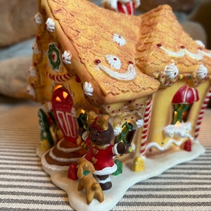 Sugar Plum Valley Limited Edition Lighted Porcelain Gingerbread House, 2001. Celebrations collectible house for Christmas village display image 6