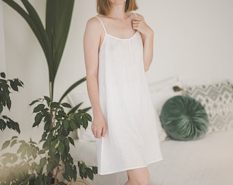 Bridal Linen cami dress, Camisole, White linen nightdress, Women's sleep wear, Linen sleep dress, Slip sundress, Bride's Night gown, Gift