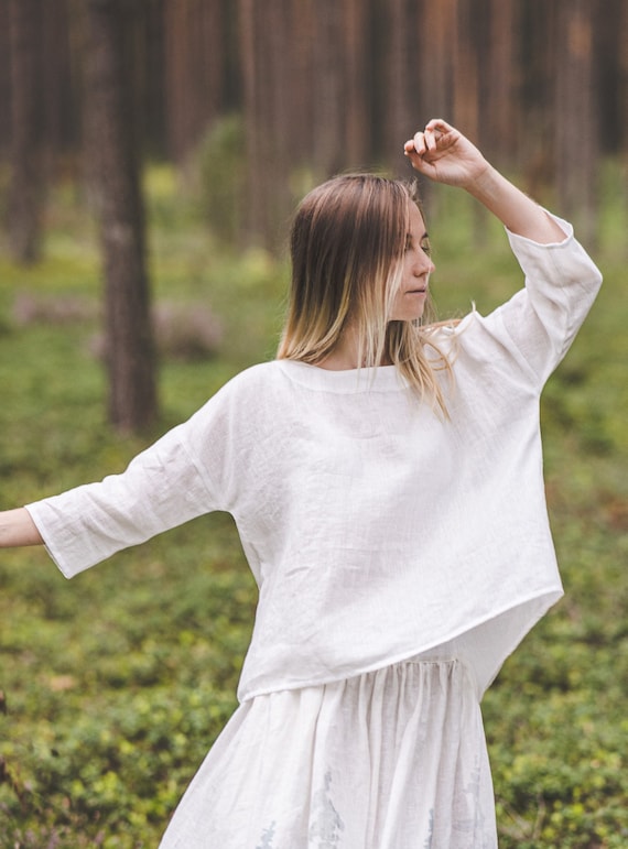 Blusa lino blanca hotsell