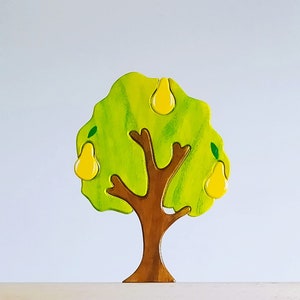 Handmade Wooden Pear Tree Puzzle: Organic Toddler Toy