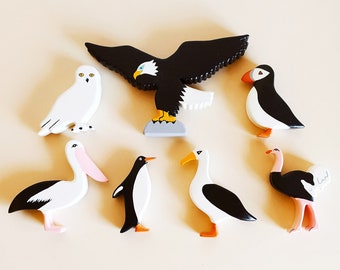 Birds wooden toys set (7 pcs), Wooden toys, Toddler gifts, Toddler toys, Waldorf toys, Baby gift, Childrens toy, Educational toys