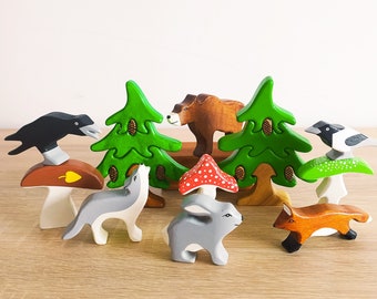 Forest animals Toys Set, Wooden toys, Toddler gifts, Toddler toys, Waldorf toys, Baby gift, Childrens toy, Educational toys, montessori toys