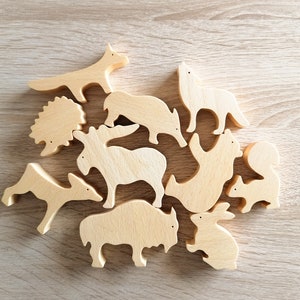 Wooden Woodland Animal Toys: Beech Wood Waldorf Set