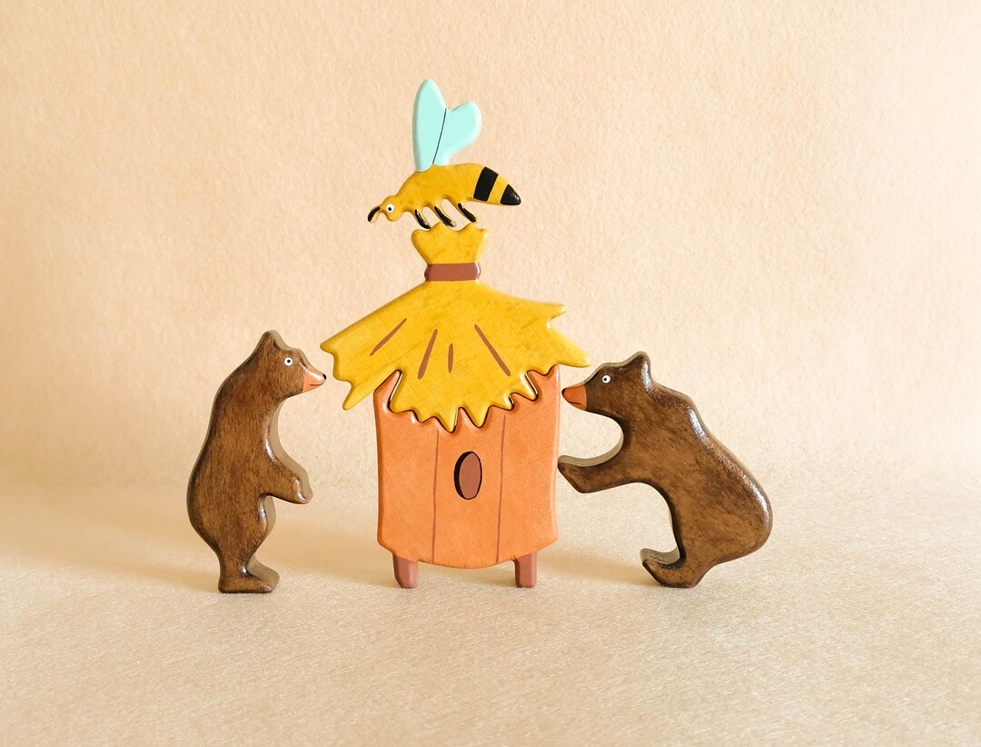 Wooden Cub, Bee & Beehive Toy: Montessori Educational Toy - Etsy