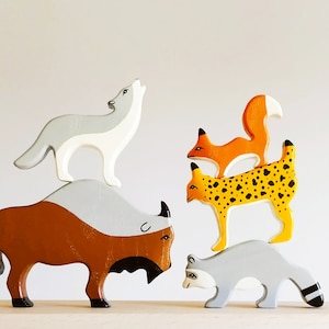 Wooden Forest Animal Toys Set: Montessori Toddler Gift
